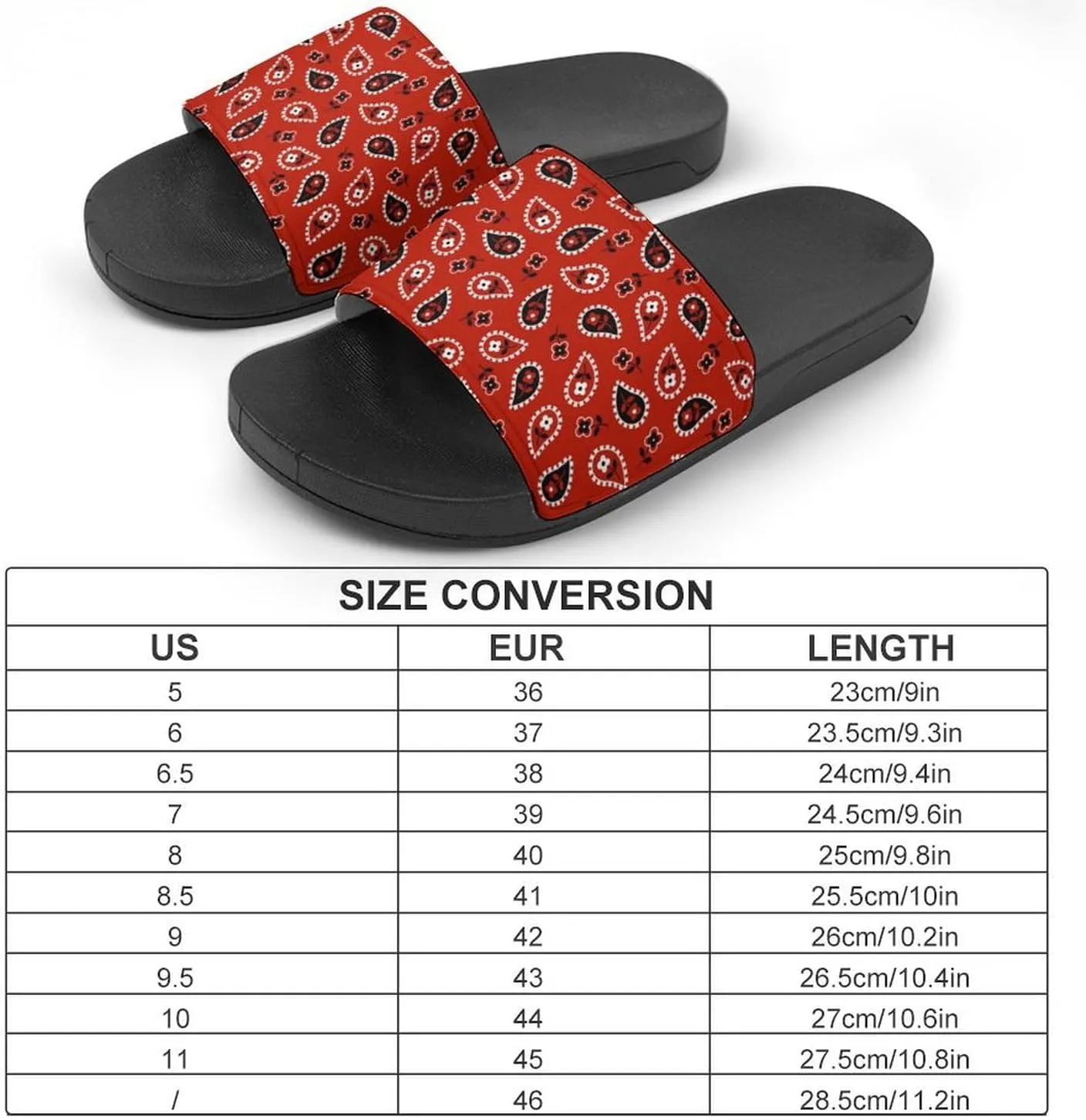 Red Paisley Bandana House Slippers for Women Men Shower Slides Bathroom Sandals