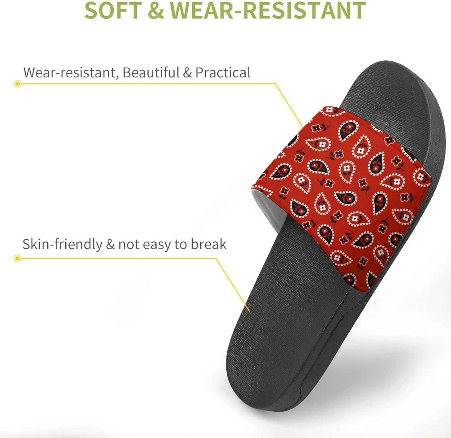 Red Paisley Bandana House Slippers for Women Men Shower Slides Bathroom Sandals
