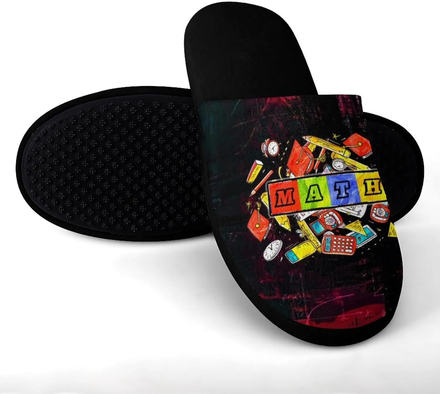 Retro Texture Math Teacher Men's Slipper Non Slip Comfortable Winter Warm Home House Shoes Indoor Slippers