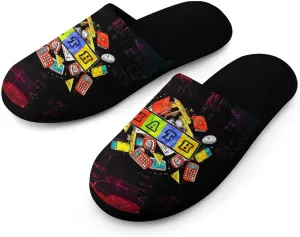 Retro Texture Math Teacher Men's Slipper Non Slip Comfortable Winter Warm Home House Shoes Indoor Slippers