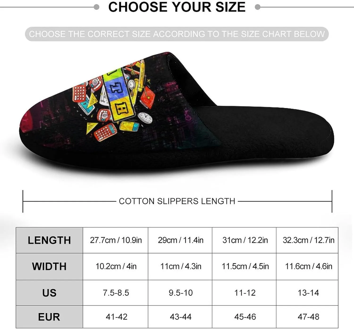 Retro Texture Math Teacher Men's Slipper Non Slip Comfortable Winter Warm Home House Shoes Indoor Slippers