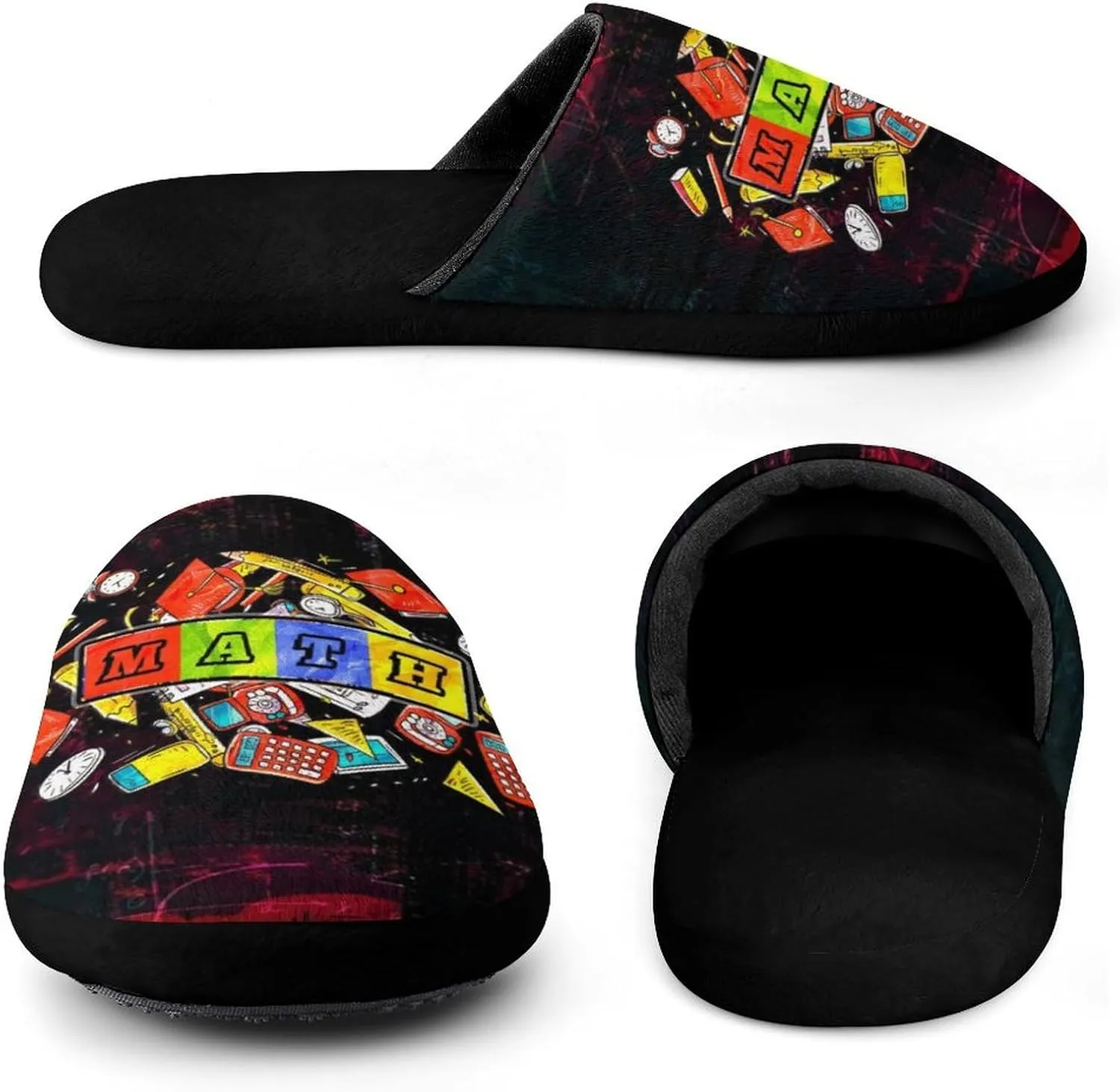 Retro Texture Math Teacher Men's Slipper Non Slip Comfortable Winter Warm Home House Shoes Indoor Slippers