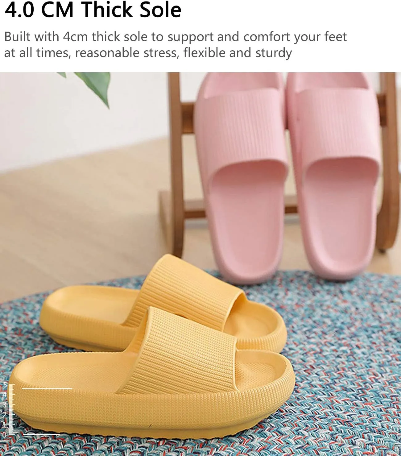 rosyclo Pillow Slippers for Women, Non-Slip Massage Foam Shower Bathroom Home Floor Thick Sole Quick Drying Cloud Cushion Womens Mens Sandals, Soft Comfortable Platform Open Toe Shoes