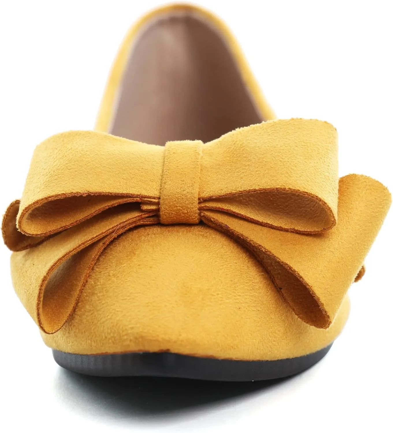 SAILING LU Bowknot Ballet Flats Womens Pointy Toe Casual Flat Shoes Suede Dress Shoes Wear to Work Slip On Moccasins