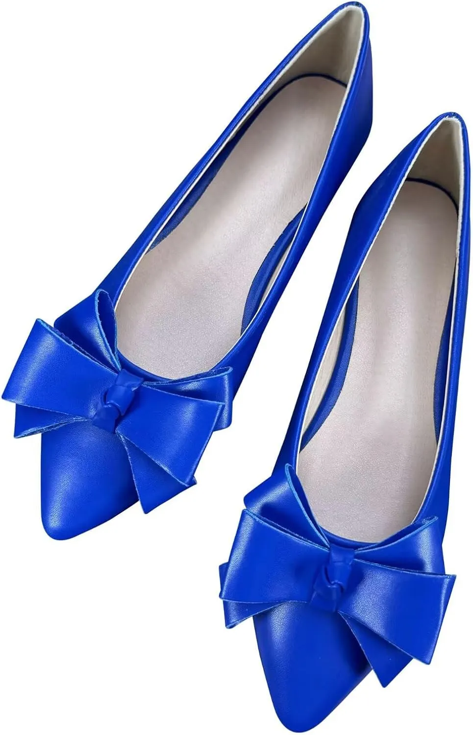 SAILING LU Womens Pointed Toe Ballet Flats Cute Bow-Knot Comfortable Loafers Formal Business Suede Slip On Dressy Walking Shoes