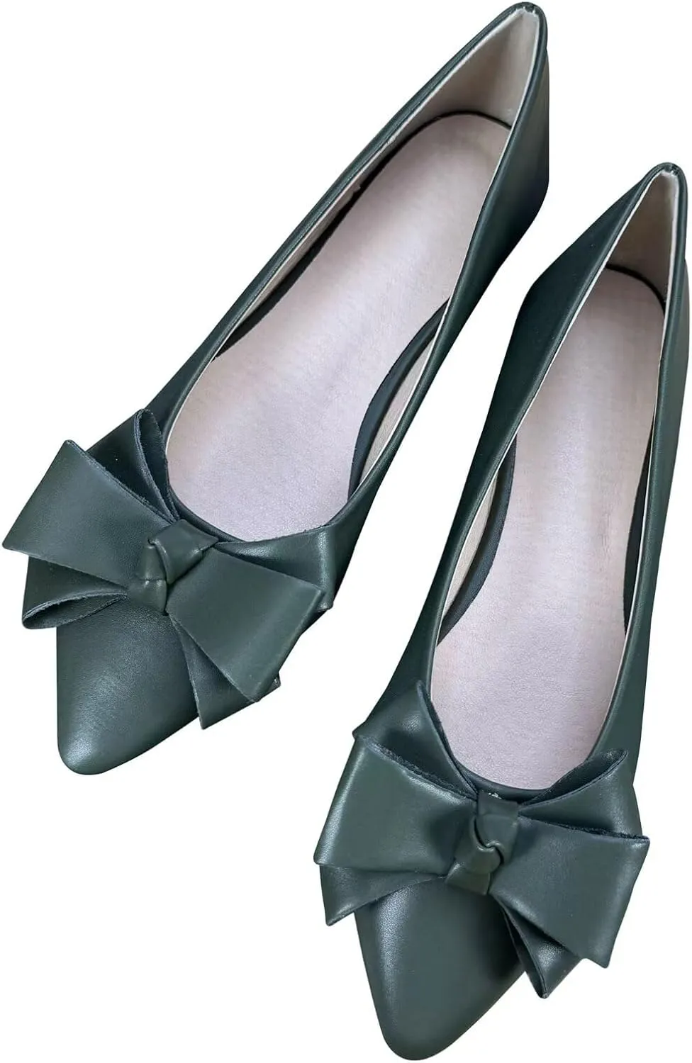 SAILING LU Womens Pointed Toe Ballet Flats Cute Bow-Knot Comfortable Loafers Formal Business Suede Slip On Dressy Walking Shoes