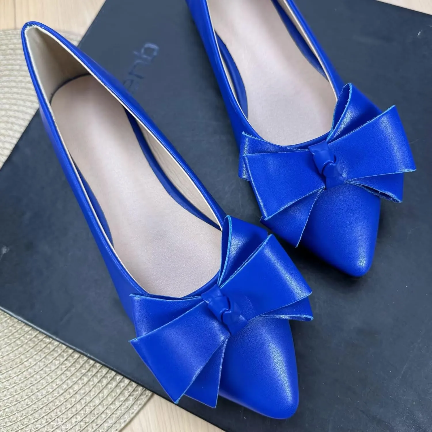 SAILING LU Womens Pointed Toe Ballet Flats Cute Bow-Knot Comfortable Loafers Formal Business Suede Slip On Dressy Walking Shoes