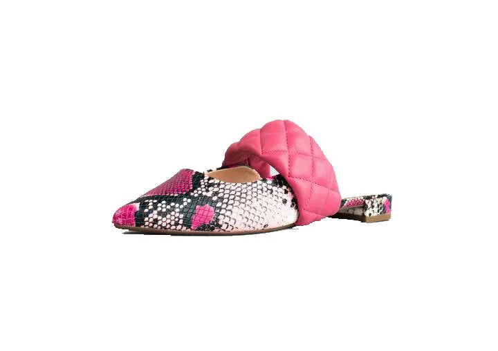 Sandals Flat SNAKE Slide Slip COBBLER New Toe Mules High-value Retro-inspired PINK Pointed Cecelia On York