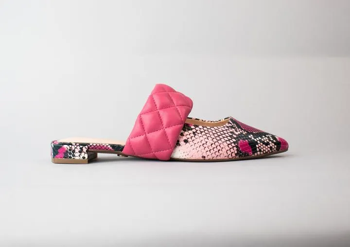 Sandals Flat SNAKE Slide Slip COBBLER New Toe Mules High-value Retro-inspired PINK Pointed Cecelia On York