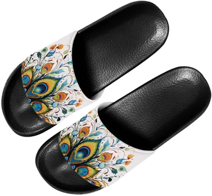 Semioury Lemon Home Slippers Non-Slip Quick Drying Women Balloon Forest Open Toe Shower Bathroom Slippers EVA Rubber Slipper