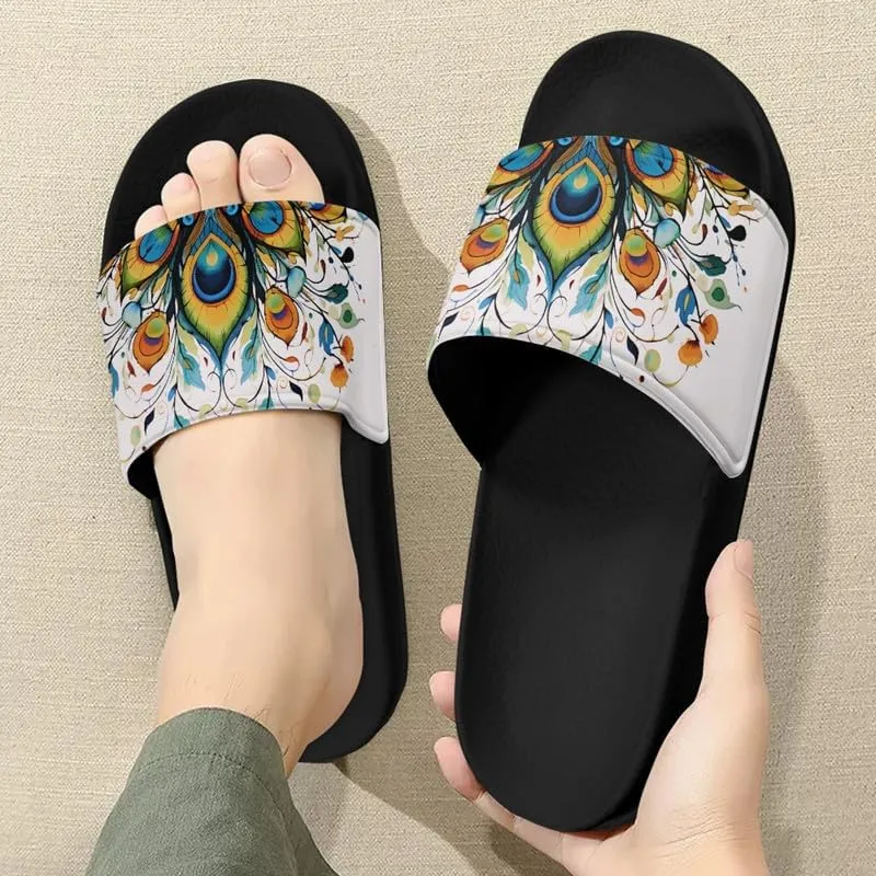 Semioury Lemon Home Slippers Non-Slip Quick Drying Women Balloon Forest Open Toe Shower Bathroom Slippers EVA Rubber Slipper