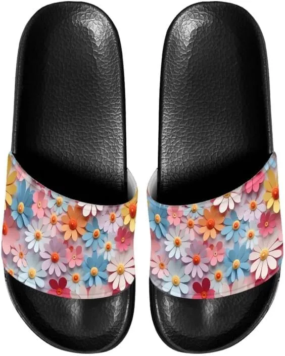 Semioury Women's Relief Soft House Summer Slippers Daisy Galaxy Indoor Outdoor Slippers Massage House Open Toe Spa Slippers