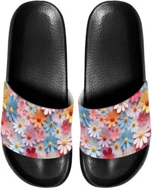 Semioury Women's Relief Soft House Summer Slippers Daisy Galaxy Indoor Outdoor Slippers Massage House Open Toe Spa Slippers