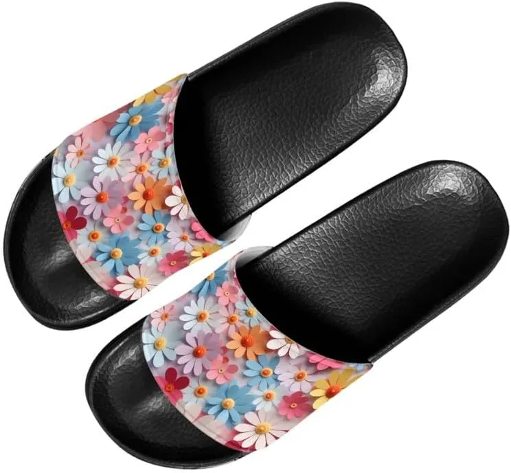 Semioury Women's Relief Soft House Summer Slippers Daisy Galaxy Indoor Outdoor Slippers Massage House Open Toe Spa Slippers