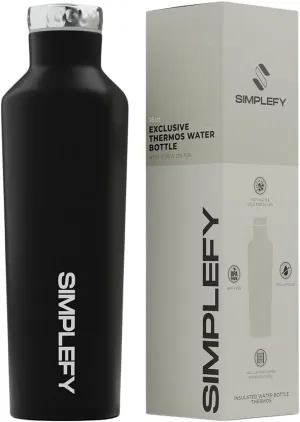 Simplefy Exclusive Insulated Water Bottle with Screw-On Cap16oz Triple Wall Stainless Steel Thermos, BPA-Free