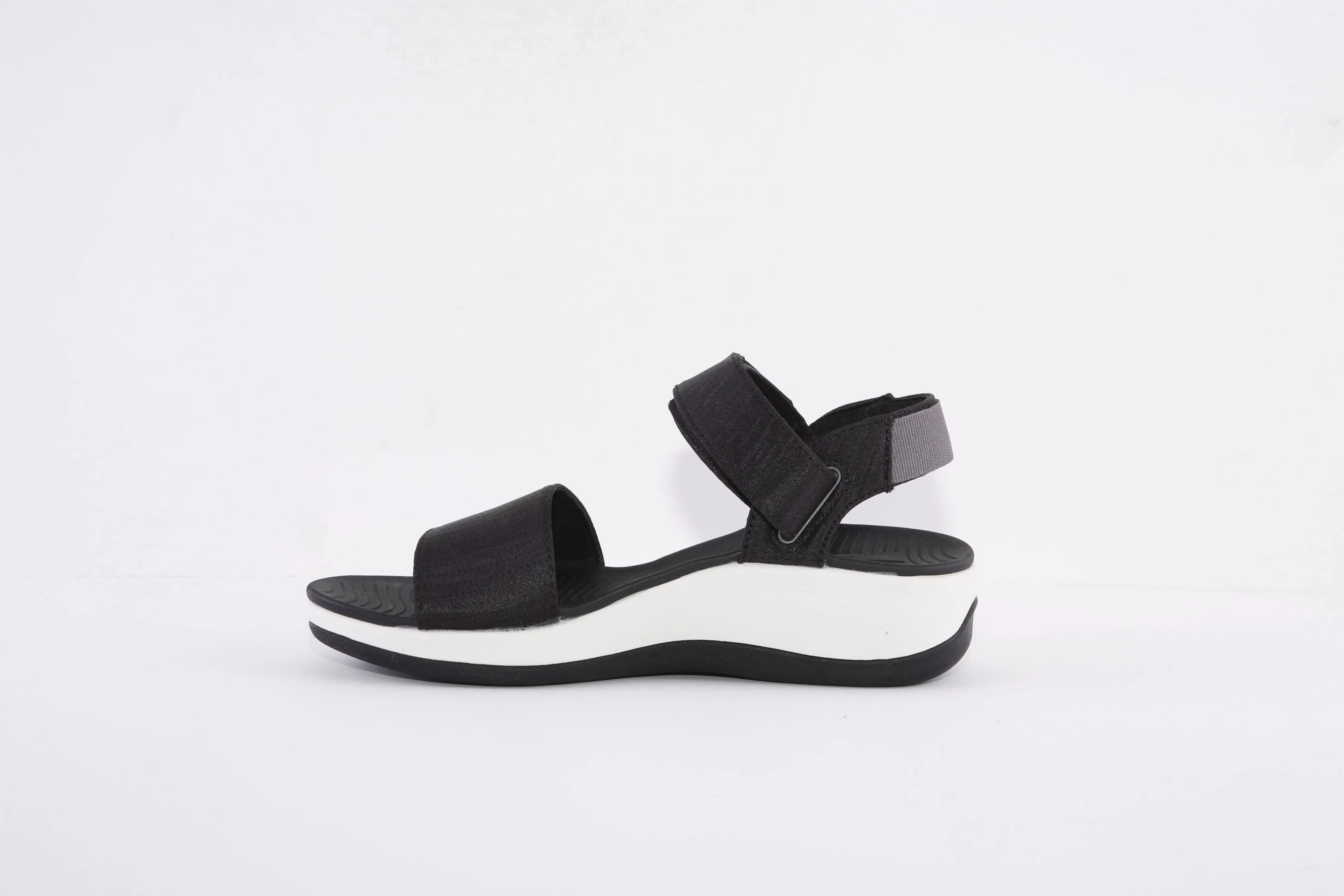 SKECHERS - 163310 ARCH FIT SUNSHINE VELCRO STRAP FLAT SANDAL - BLACK