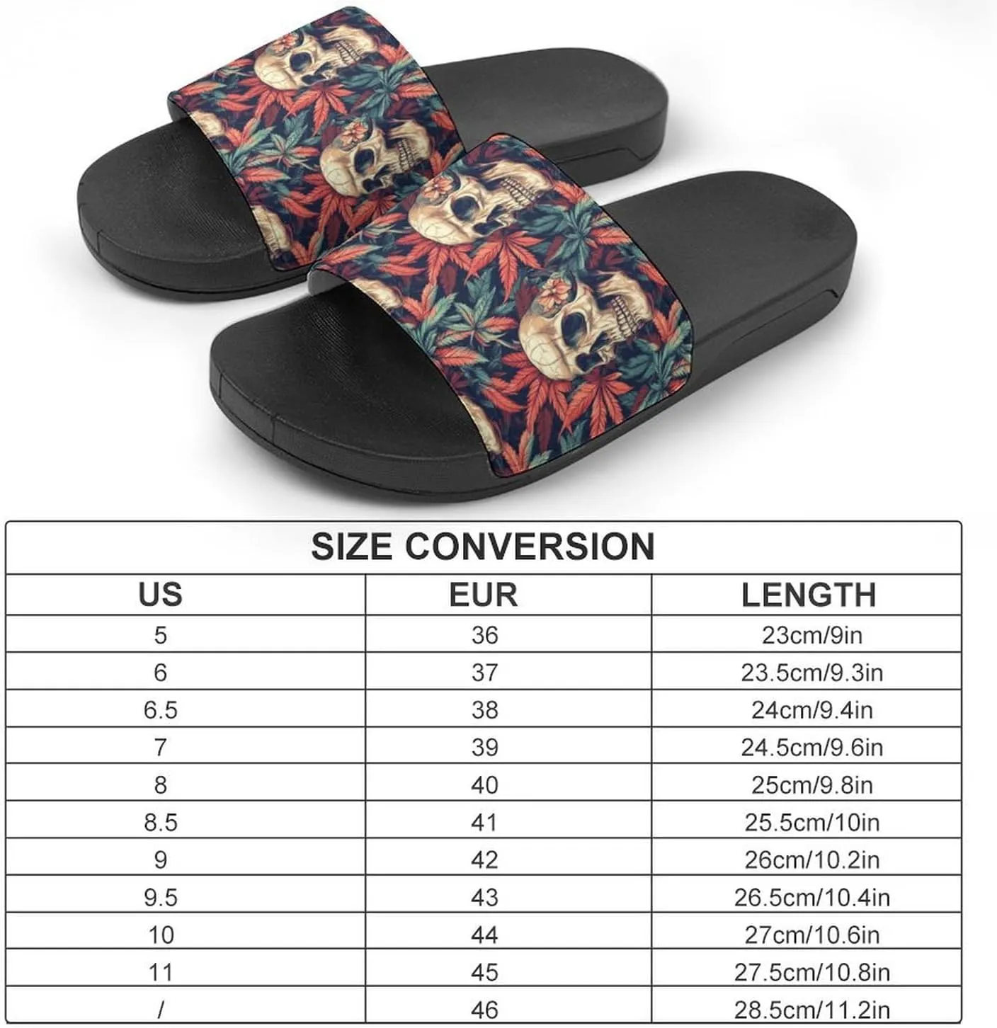 Skull Marijuana Leaf Slippers Shower Slipper In-Door Slipper Quick Drying Non-Slip Bathroom Pool Woman Man PVC