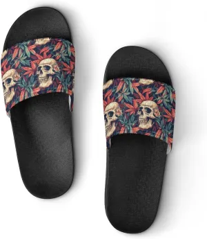 Skull Marijuana Leaf Slippers Shower Slipper In-Door Slipper Quick Drying Non-Slip Bathroom Pool Woman Man PVC