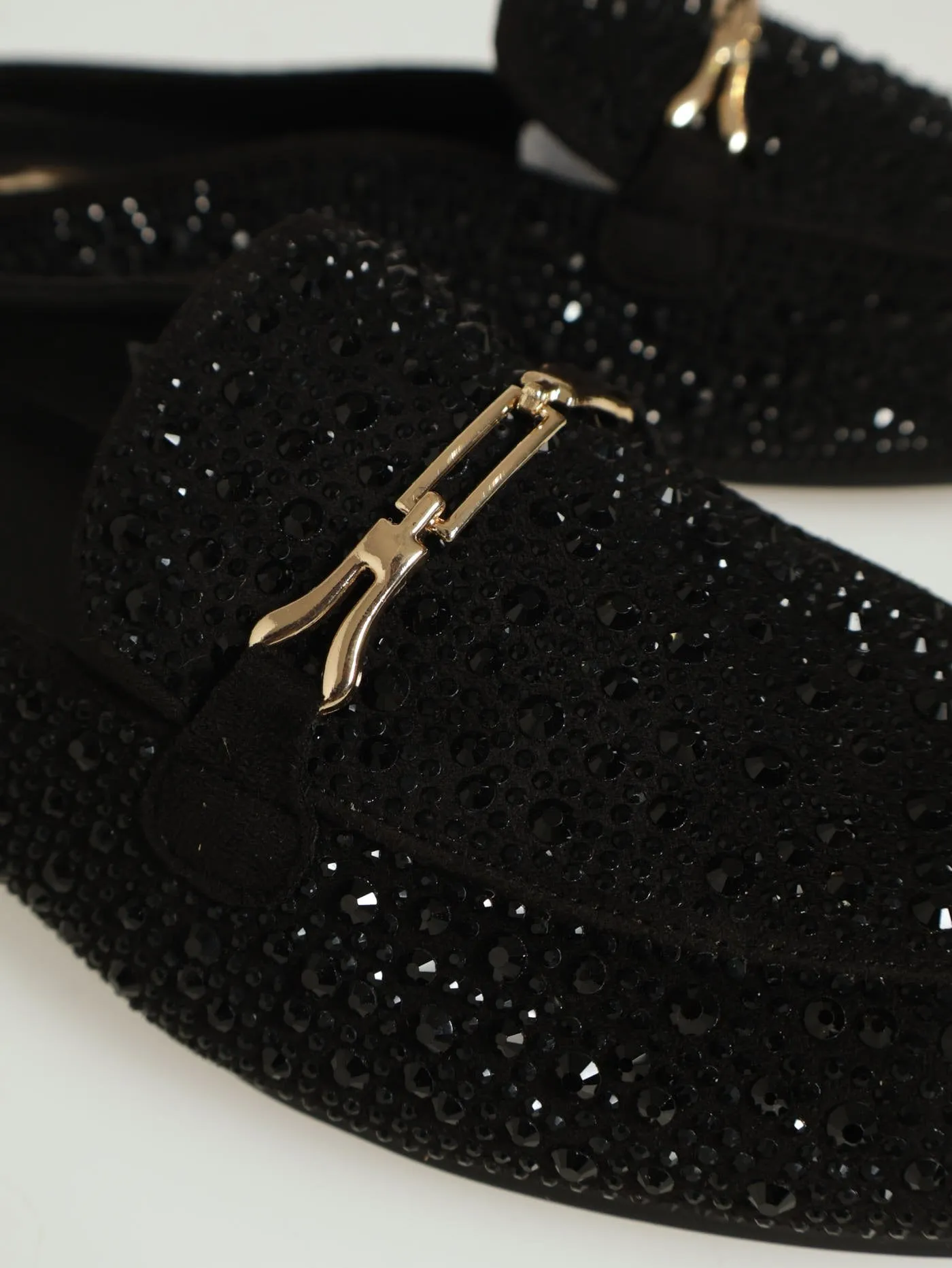 Slip On Diamante Mule - Black
