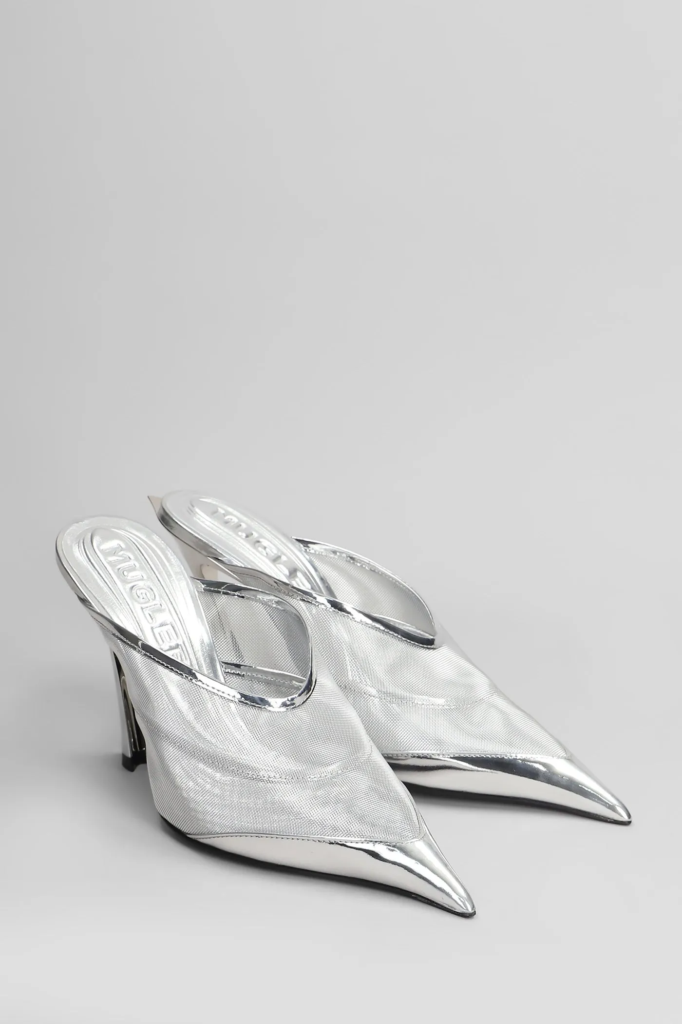Slipper-Mule in silver polyamide