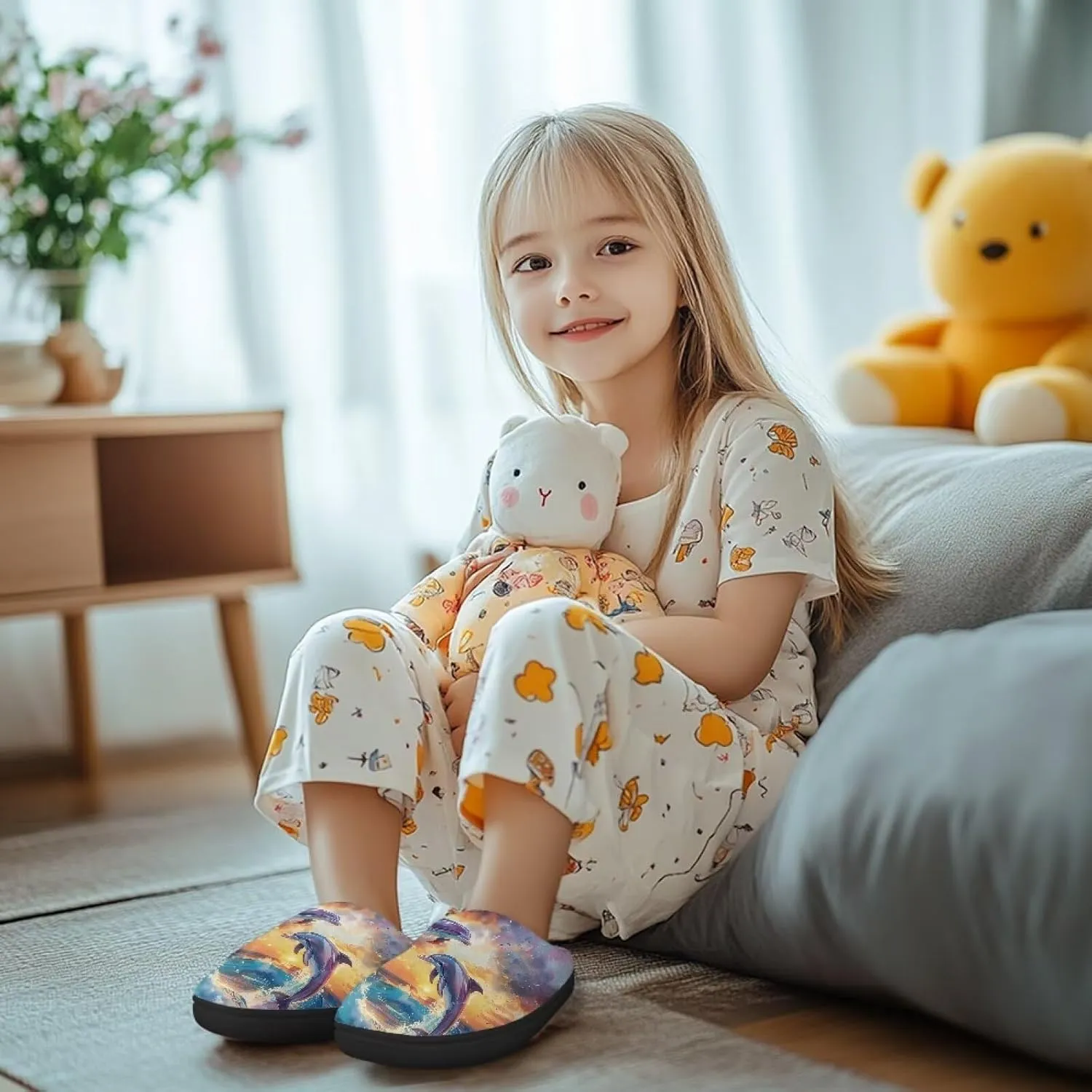 Slippers for Kids Anti-slip House Slippers Warm Plush Slippers Cozy Bedroom Slippers