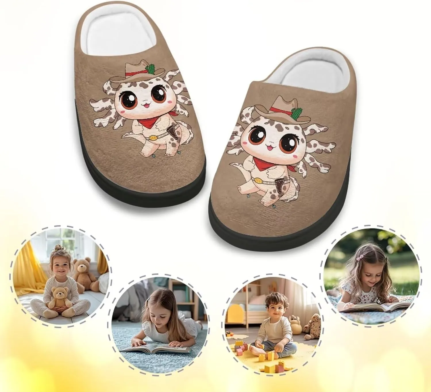 Slippers for Kids Anti-slip Plush Slippers Warm House Shoes Winter Bedroom Slippers