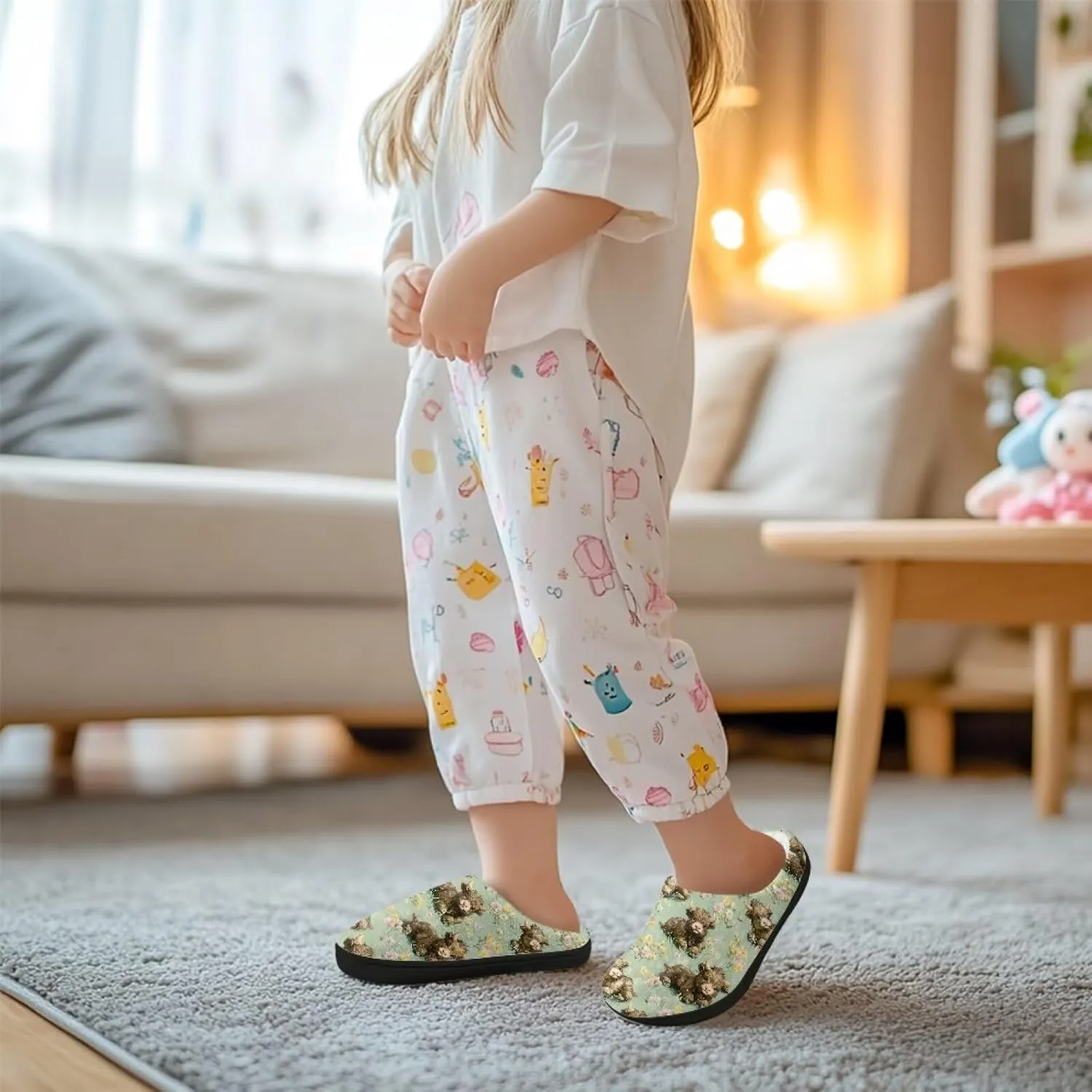 Slippers for Kids Anti-slip Plush Slippers Warm House Shoes Winter Bedroom Slippers