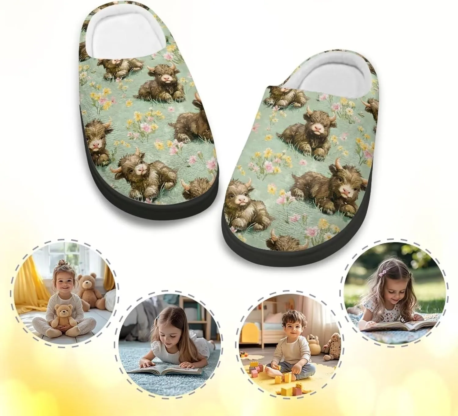 Slippers for Kids Anti-slip Plush Slippers Warm House Shoes Winter Bedroom Slippers