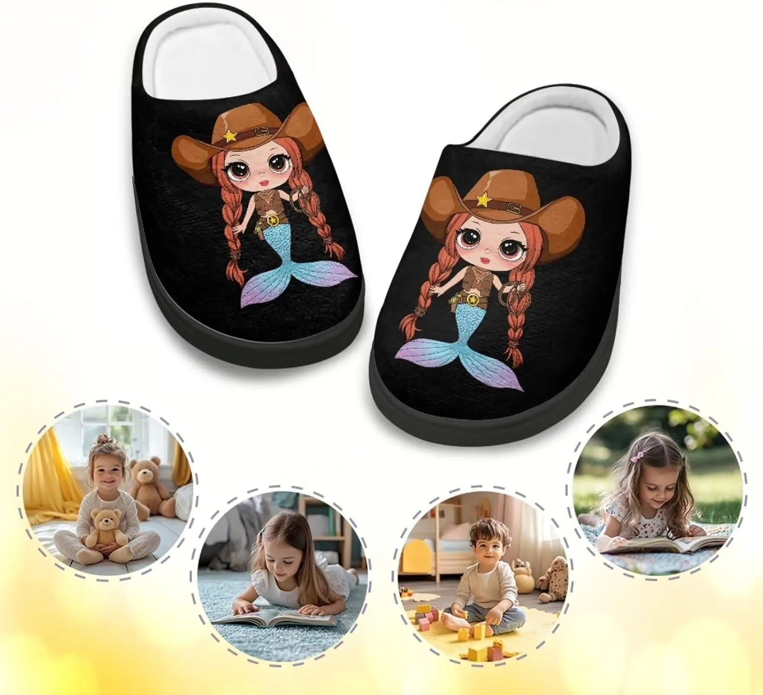 Slippers for Kids Anti-slip Plush Slippers Warm House Shoes Winter Bedroom Slippers
