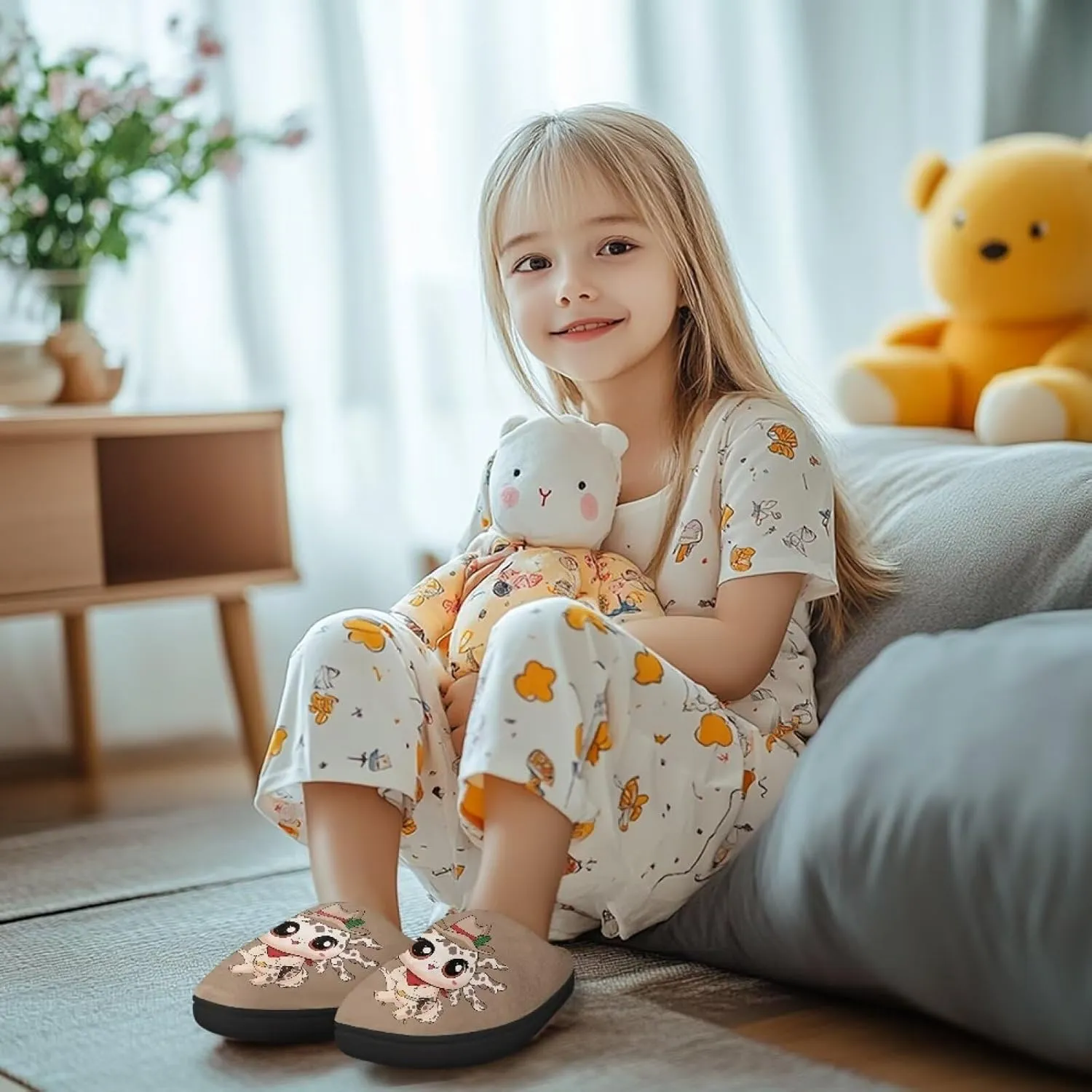 Slippers for Kids Anti-slip Plush Slippers Warm House Shoes Winter Bedroom Slippers