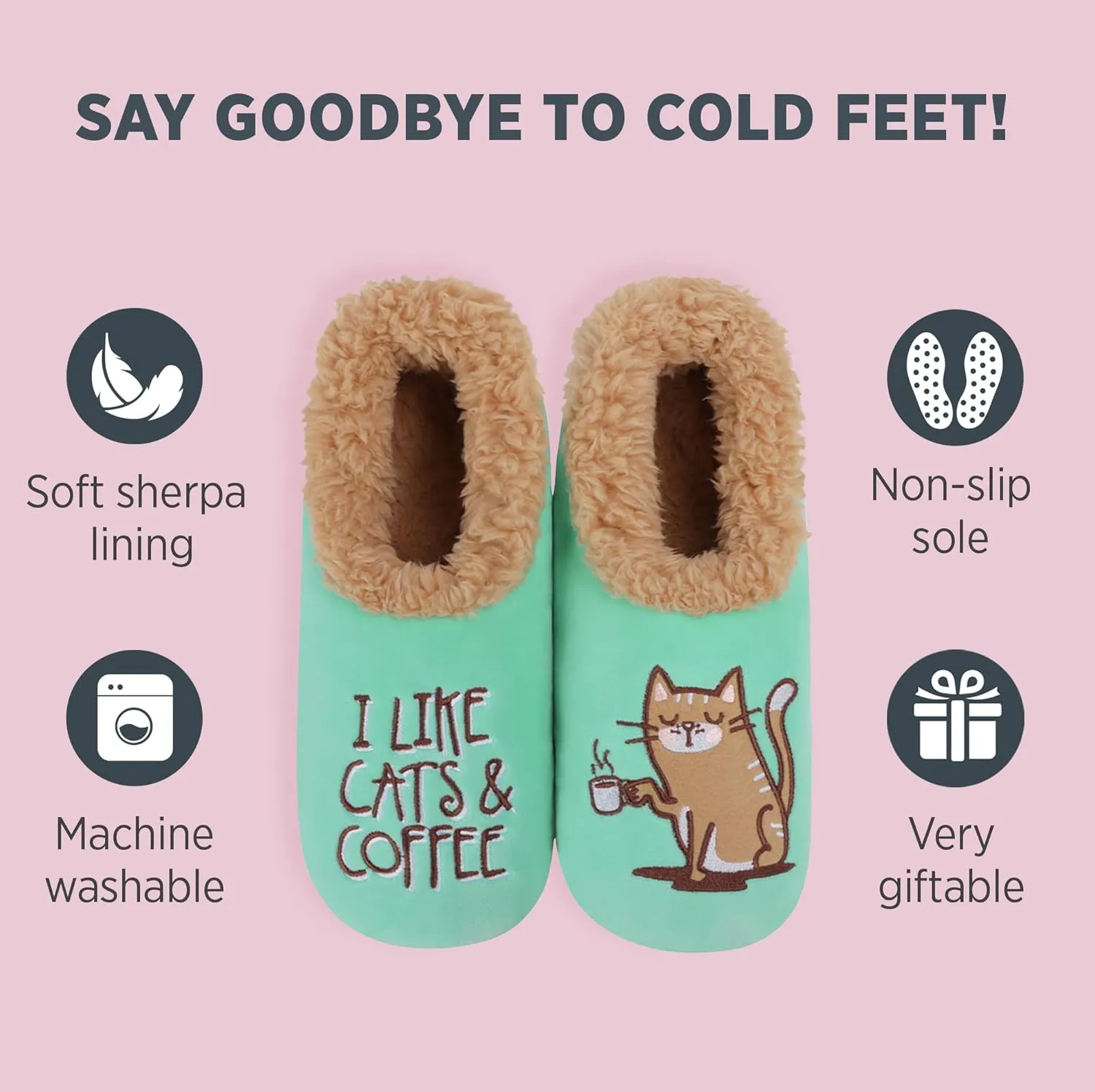 Snoozies Pairable Slipper Socks - Funny House Slippers for Women, Non-Slip Fuzzy Slipper Socks
