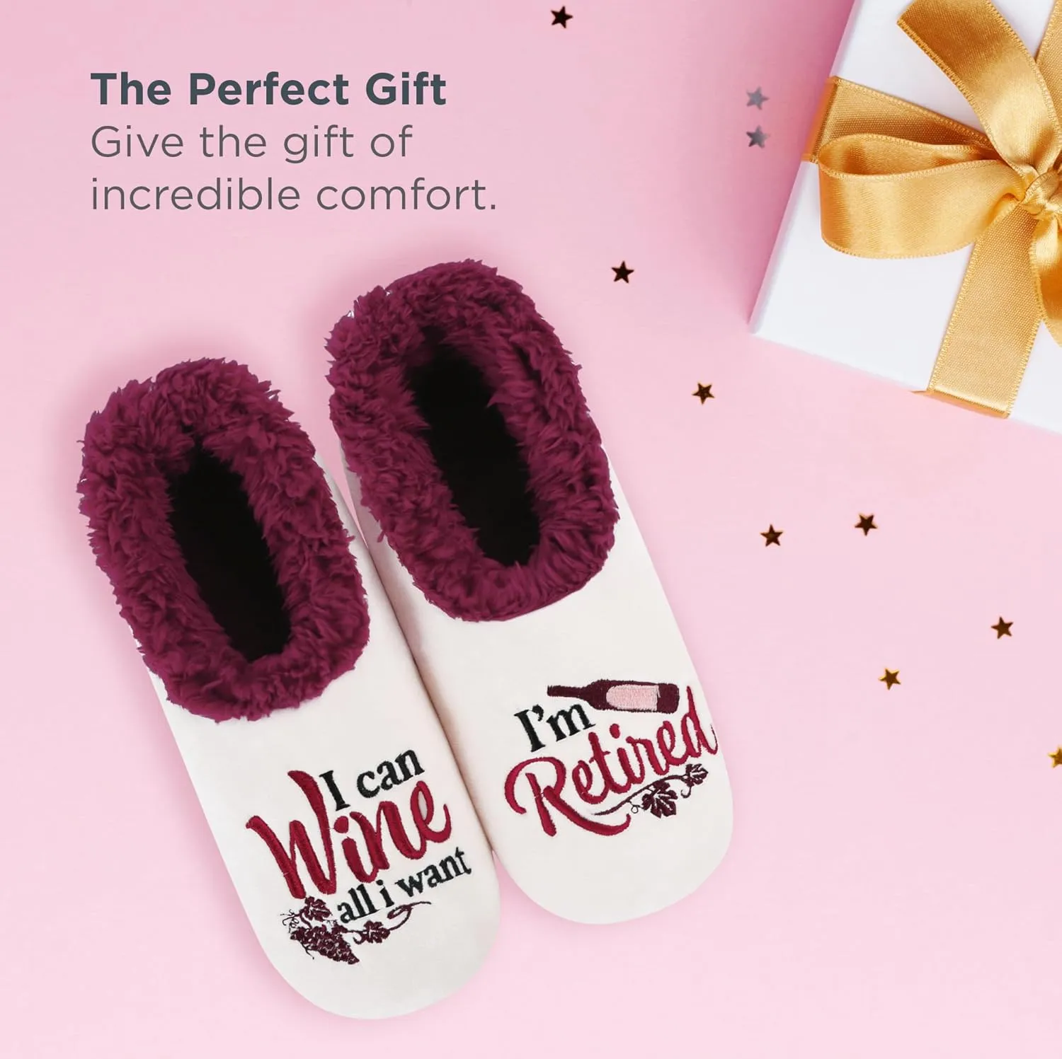 Snoozies Pairables Sherpa-lined Slipper Socks - Fuzzy and Cute Slippers for Women with Non-Slip Sole - Ladies Warm Slippers