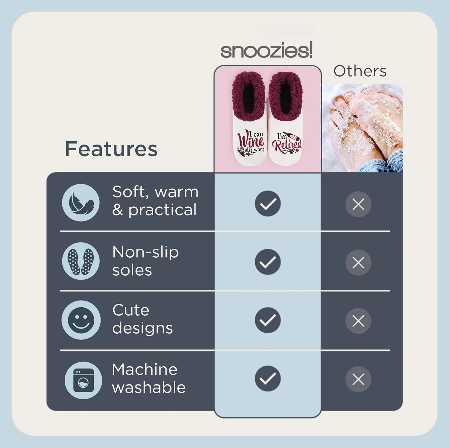 Snoozies Pairables Sherpa-lined Slipper Socks - Fuzzy and Cute Slippers for Women with Non-Slip Sole - Ladies Warm Slippers
