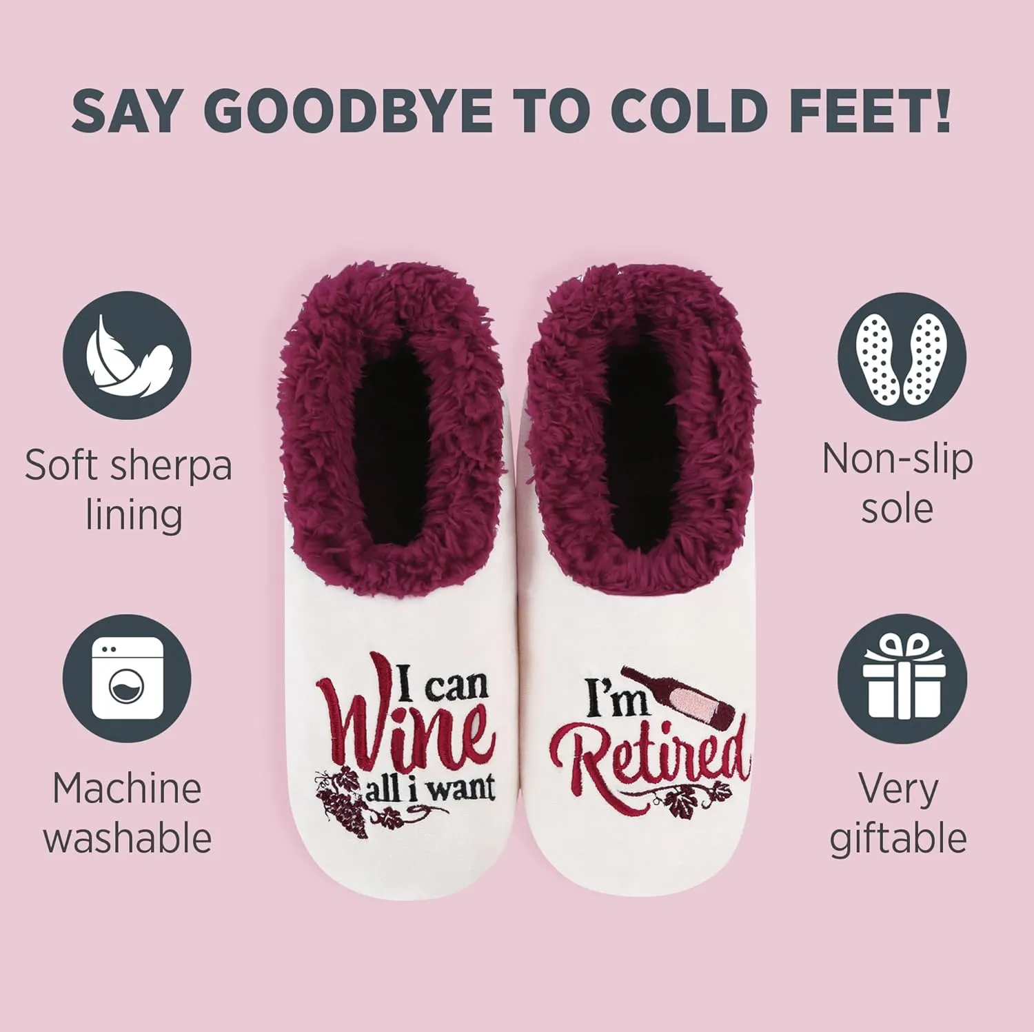 Snoozies Pairables Sherpa-lined Slipper Socks - Fuzzy and Cute Slippers for Women with Non-Slip Sole - Ladies Warm Slippers