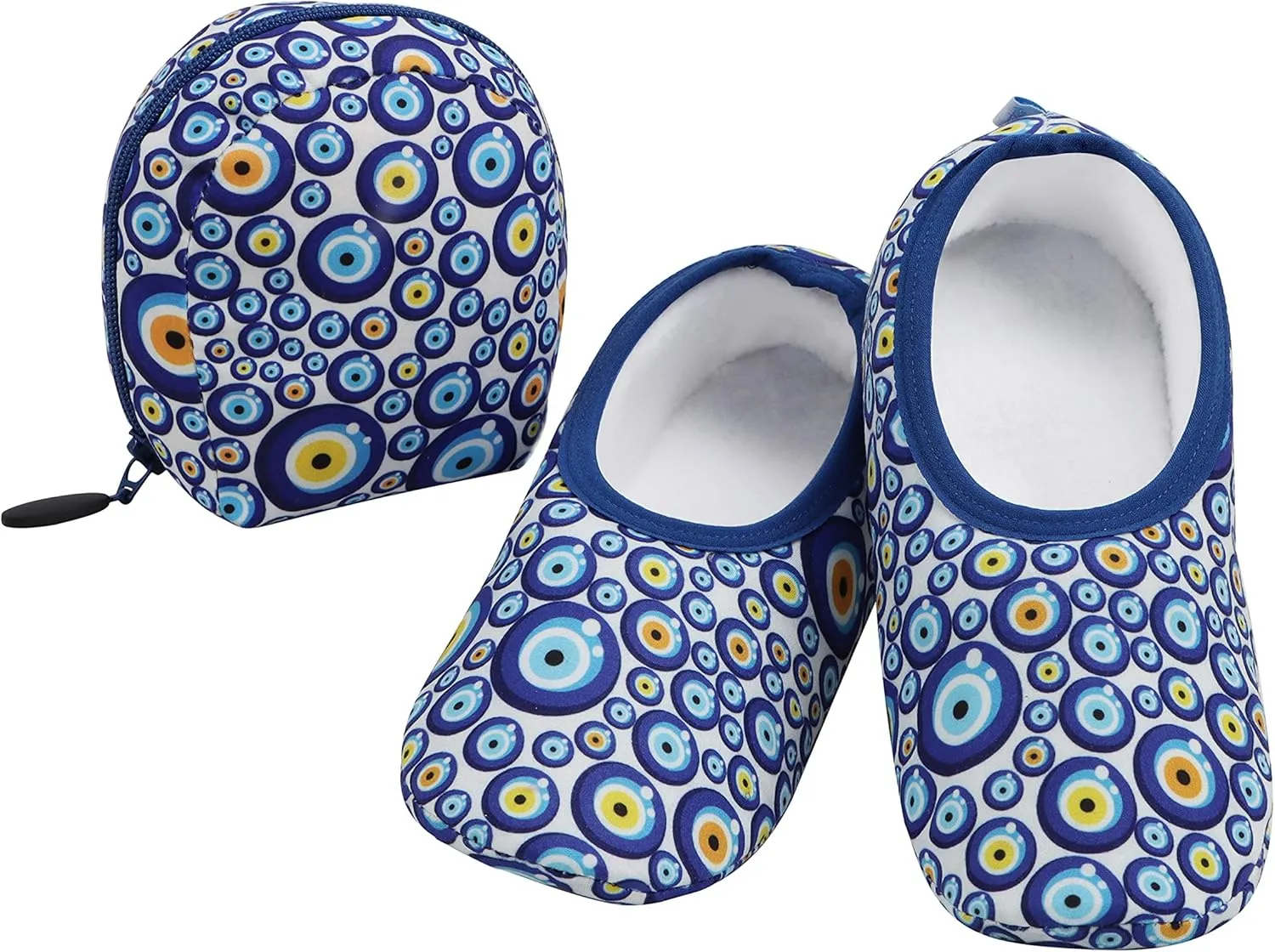 Snoozies Skinnies Packable and Foldable Travel Slippers for Women with Zipper Pouch, Soft Sherpa-Lined Slipper Socks Non-Skid