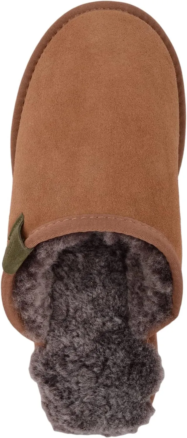 SNUGRUGS Mens Genuine Sheepskin Open Back Winter Mule Slipper with EVA Sole