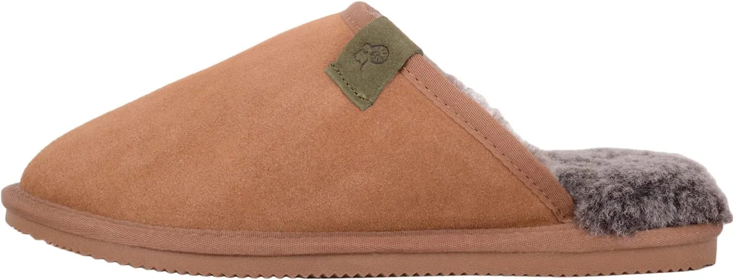 SNUGRUGS Mens Genuine Sheepskin Open Back Winter Mule Slipper with EVA Sole