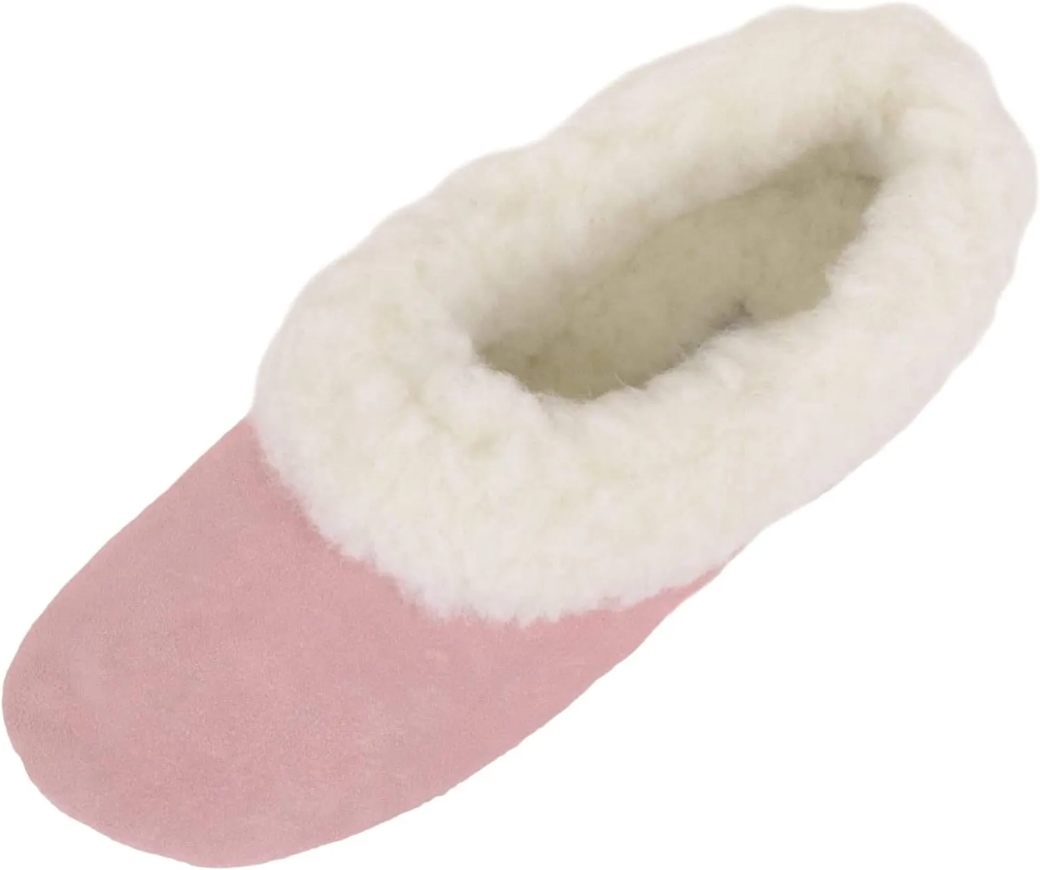SNUGRUGS Womens Luxury Lambswool Suede Low-Top Slipper with Wool Cuff and Suede Sole