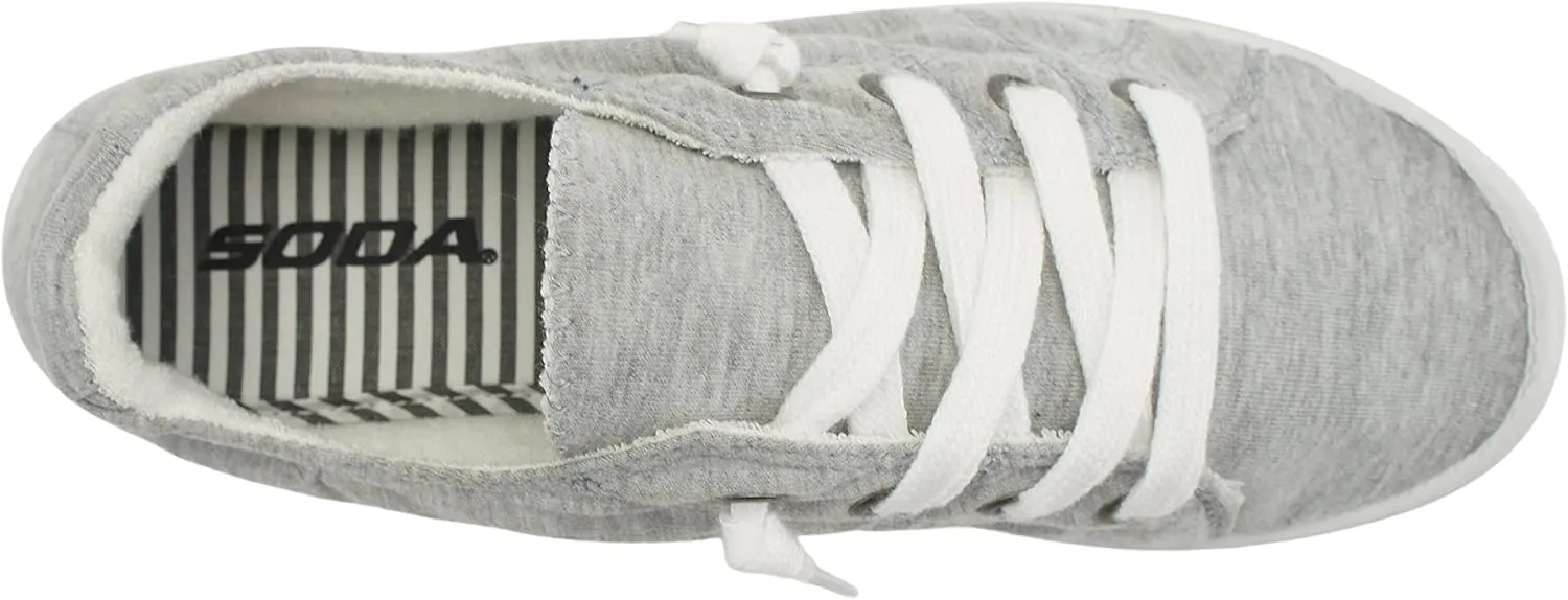 Soda Flat Women Shoes Linen Canvas Slip On Sneakers Lace Up Style Loafers Zig-S