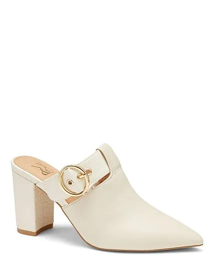 Stella Buckle Block-Heel Mule