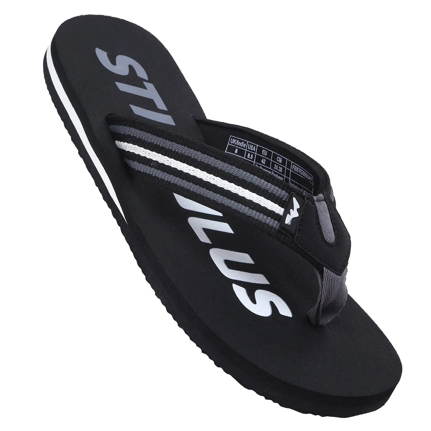 Stimulus FBSTG3005AP Black Ultra-Comfortable And Stylish Lightweight Casual Flip Flops For Men