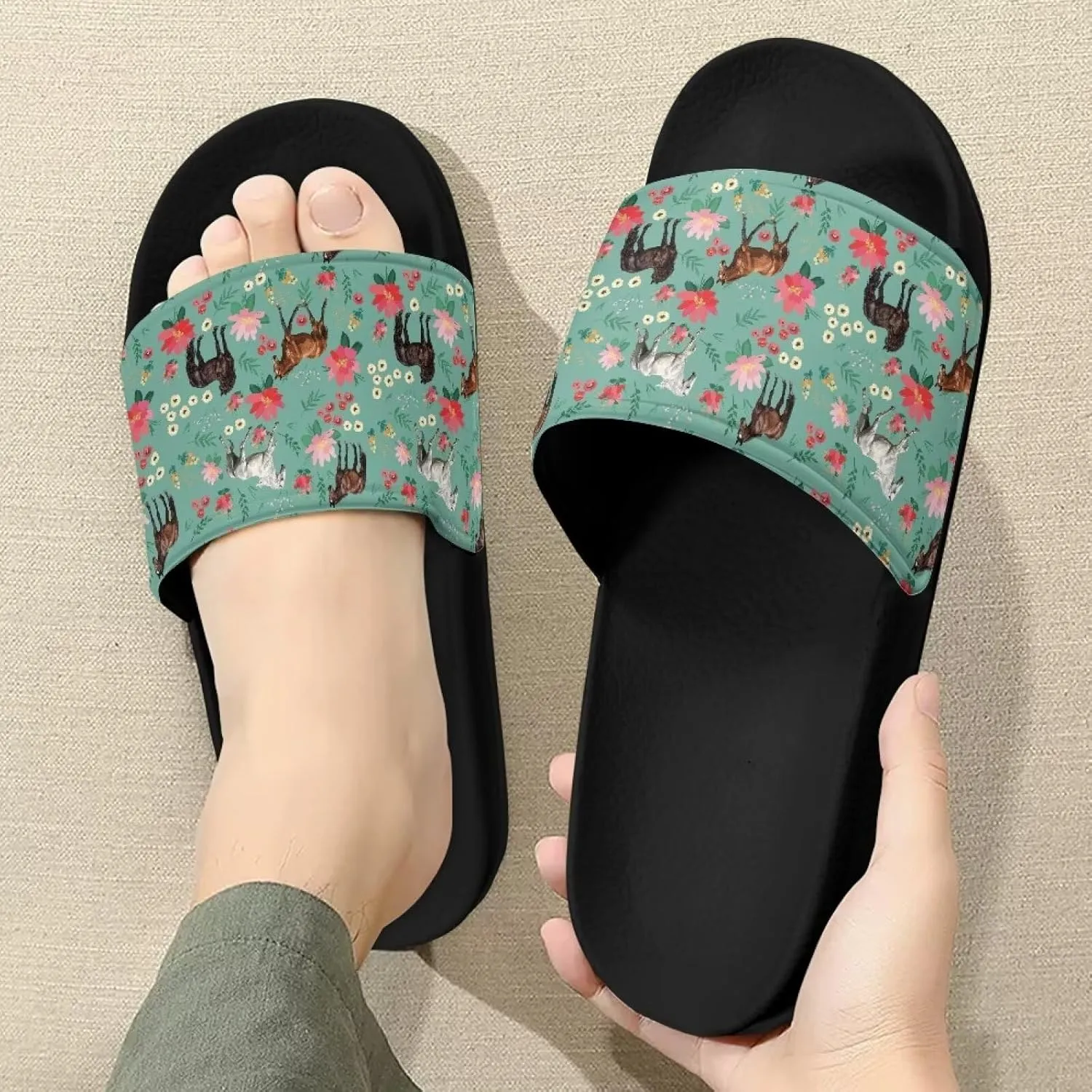 Summer Slide Slippers for Women Slippers Slide Sandal Light Weight Non-Slip Shower Slides Single Band Sandals