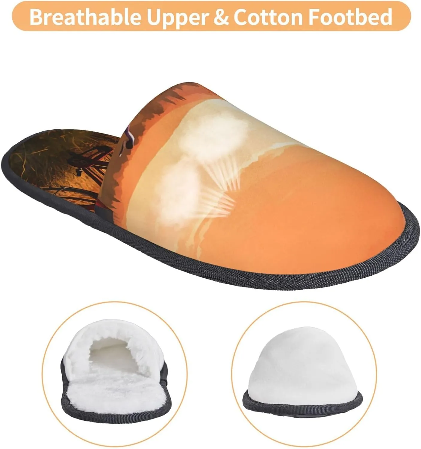 Sunset Rural View Furry House Slippers for Women Men Soft Fuzzy Slippers Indoor Casual Plush House Shoes