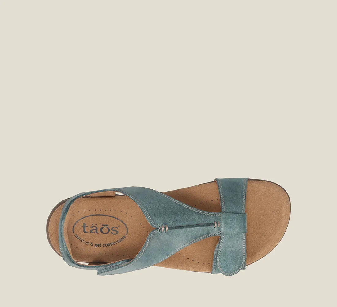 TAOS THE SHOW TEAL LEATHER SANDAL