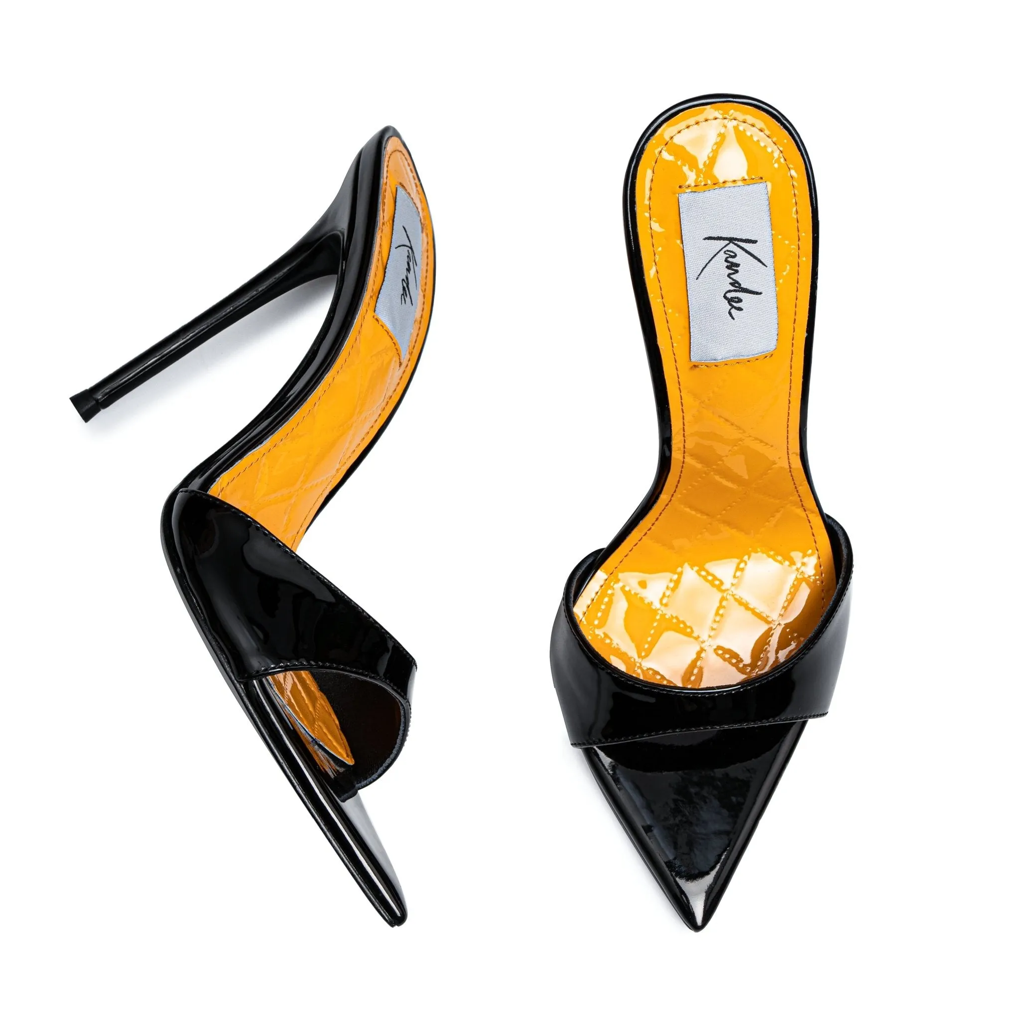 TAXI CAB YELLOW QUILTED PATENT MULES