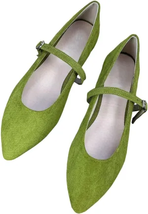 TN TANGNEST Leather Flats for Women Comfortable Pointy Toe Slip On Flats Soft Work Flats Retro Mary Jane Flats