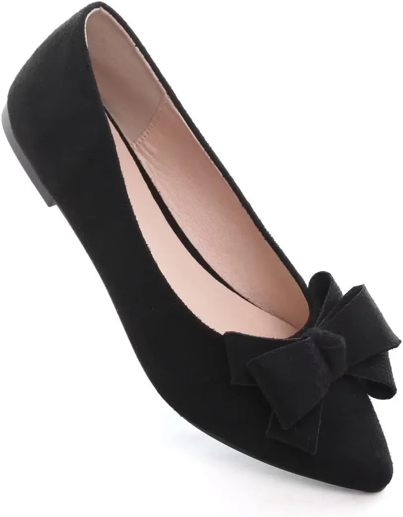 TN TANGNEST Women's Summer Dress Flats - Comfortable Pointed Toe Bowknot Ballet Shoes for Woman - Soft Suede Driving Flats