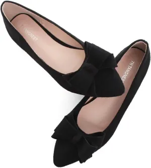 TN TANGNEST Women's Summer Dress Flats - Comfortable Pointed Toe Bowknot Ballet Shoes for Woman - Soft Suede Driving Flats