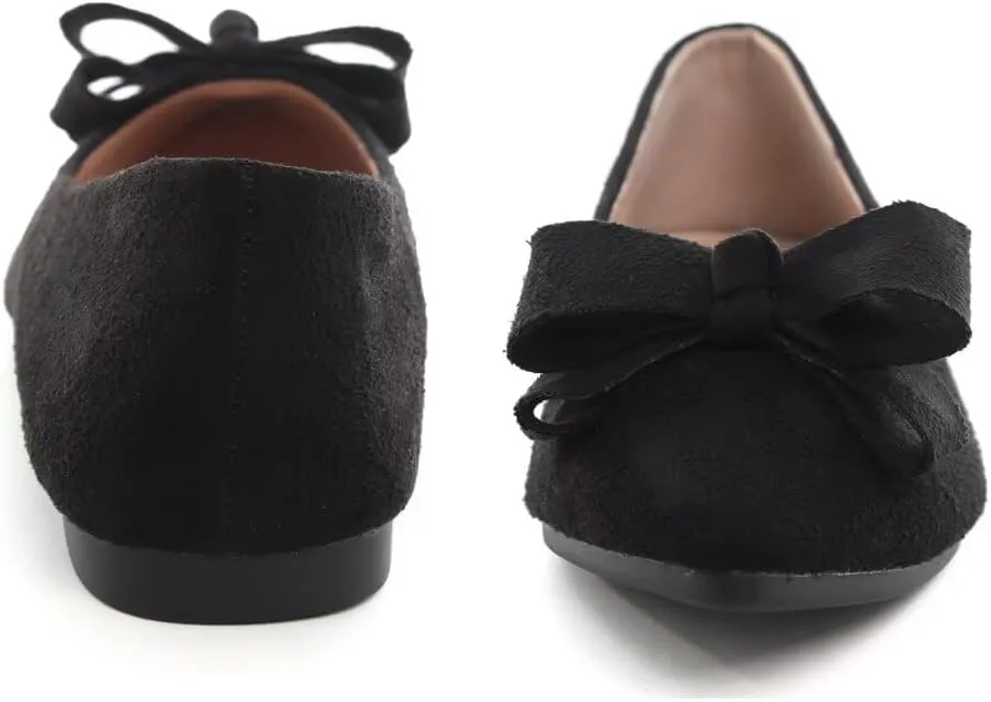 TN TANGNEST Women's Summer Dress Flats - Comfortable Pointed Toe Bowknot Ballet Shoes for Woman - Soft Suede Driving Flats
