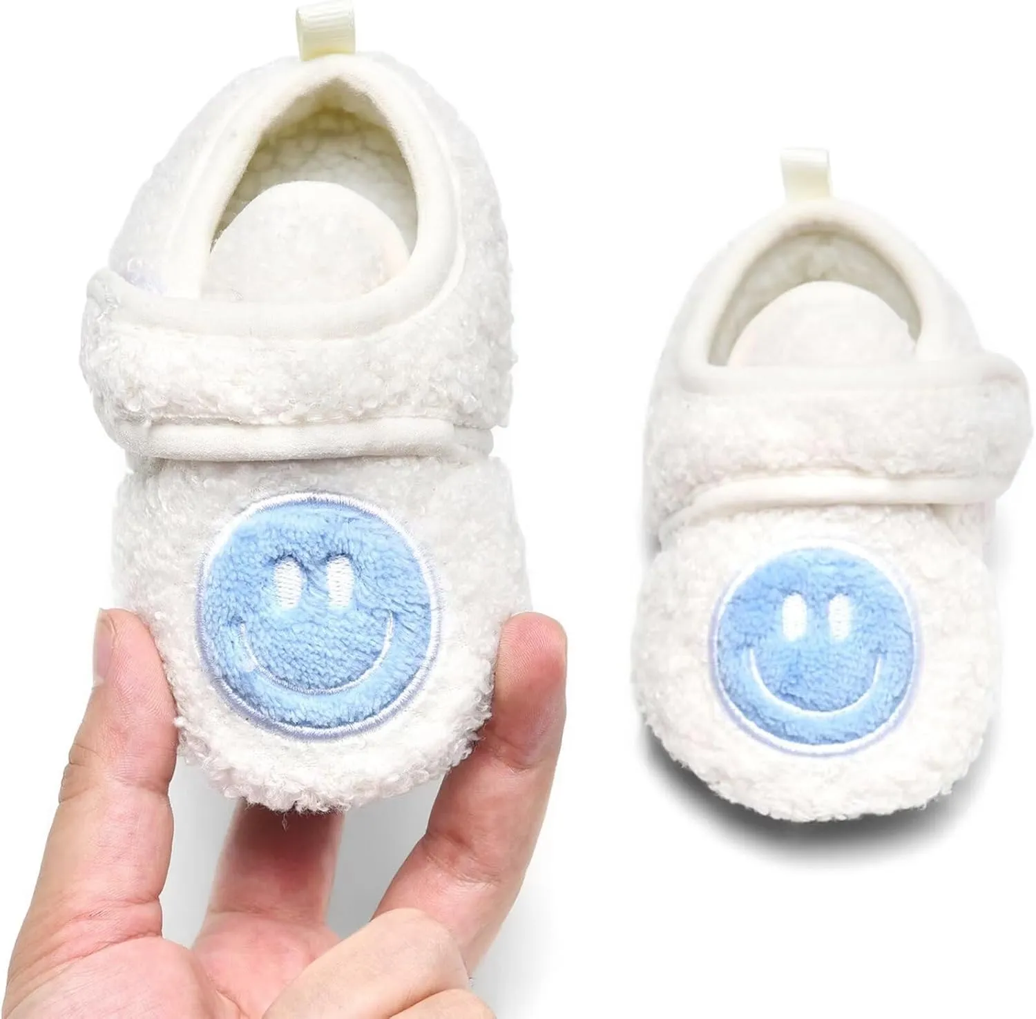 Toddler Smiley Face Slippers Boys Girls House Indoor Non Slip Shoes Warm Cozy Socks for Baby Kids